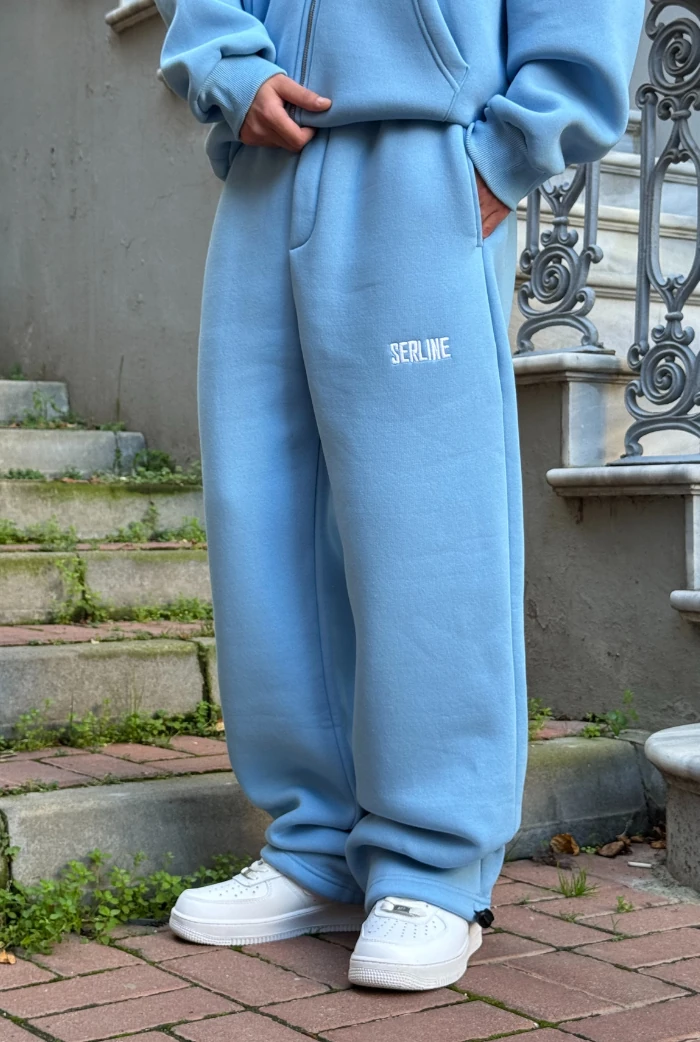 Kışlık-Serline Premium Ayarlanabilir Paça Baggy Eşofman  - Bebe Mavisi