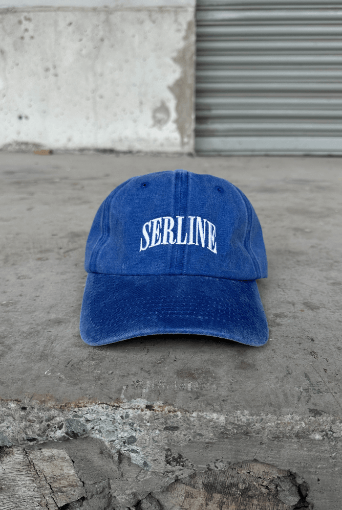 Serline Premium Nakışlı Acid Wash Şapka - Mavi
