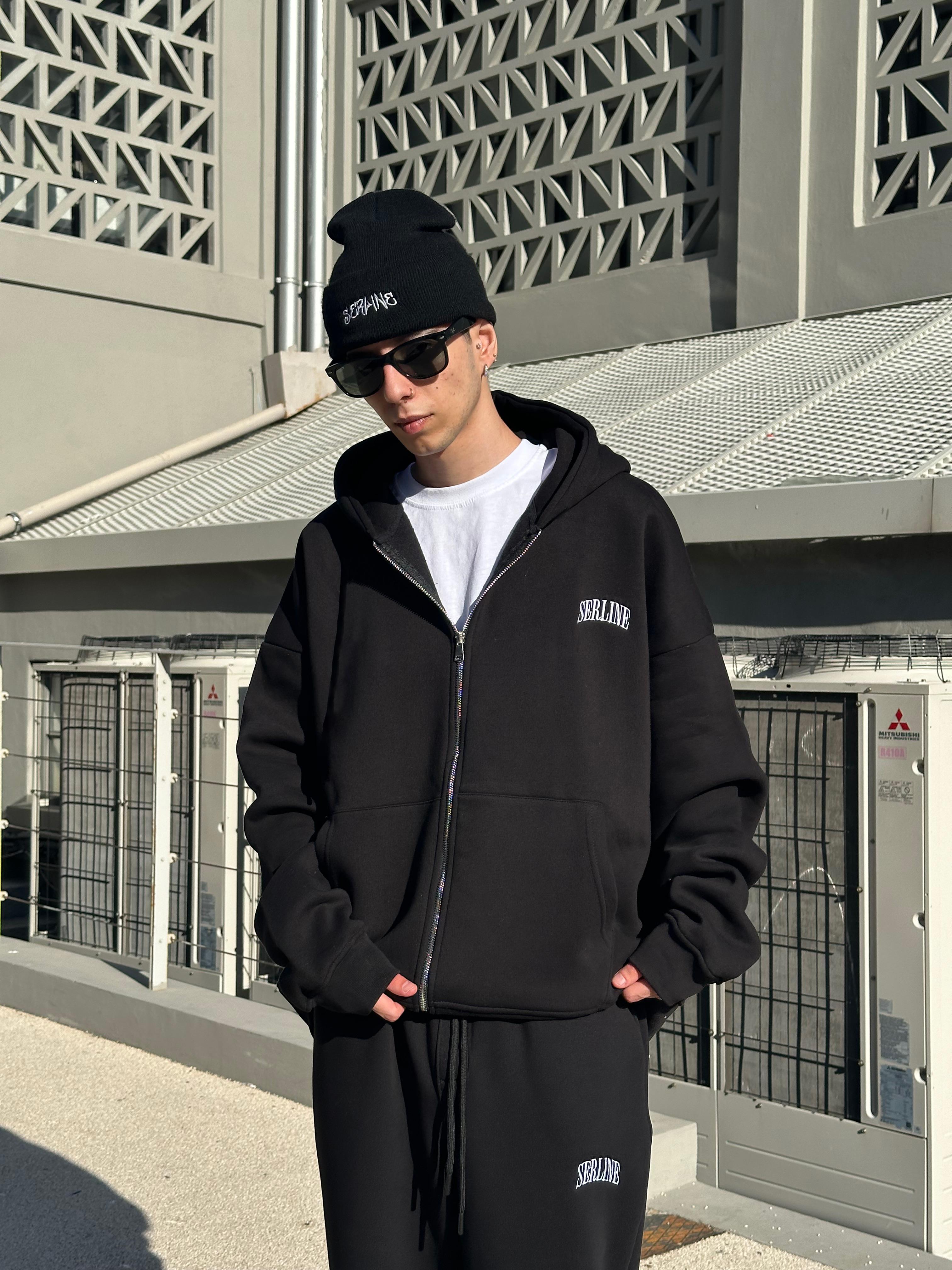 Serline Nakışlı Oversize Zip Hoodie