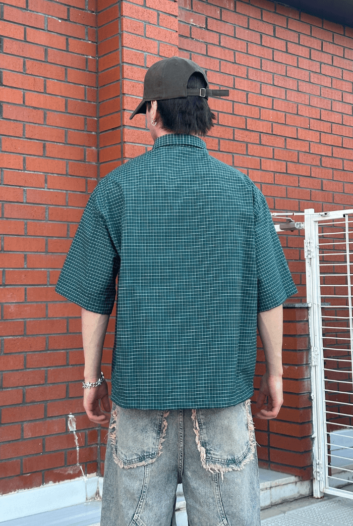Ekose  Desenli Boxy Fit Premium Oversize Gömlek
