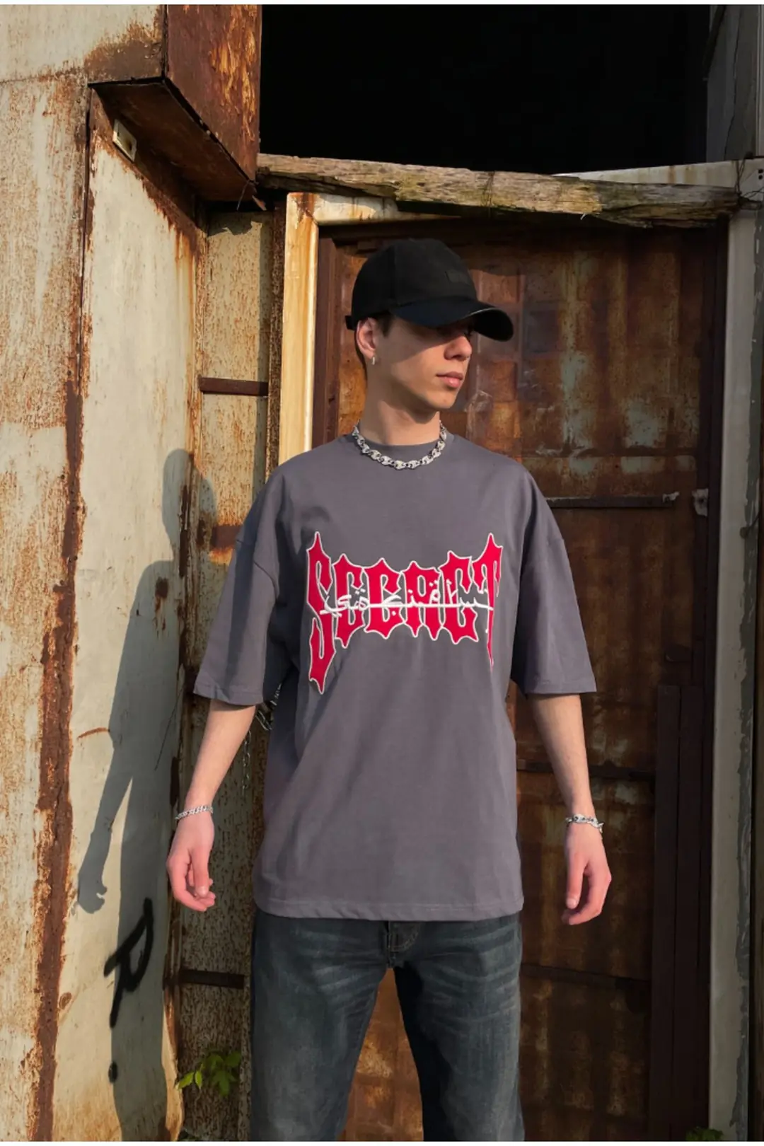 Secret Baskılı Oversize T-shirt