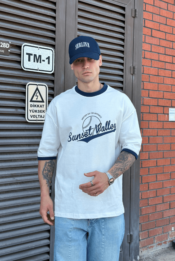 Sunset Valley Baskılı Premium Oversize Tişört