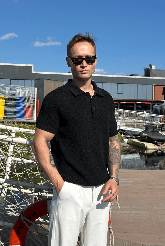 Basic Polo Yaka Triko Kumaş Tişört