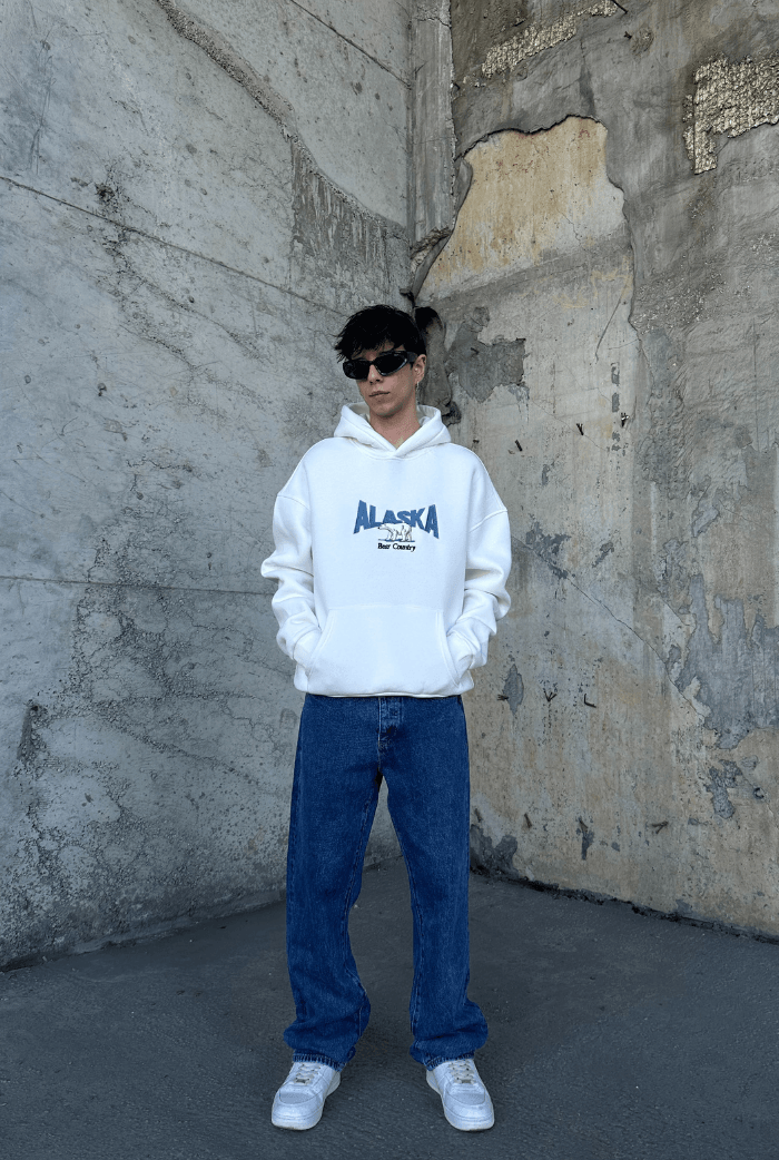 Alaska Nakış Detay Oversize Hoodie