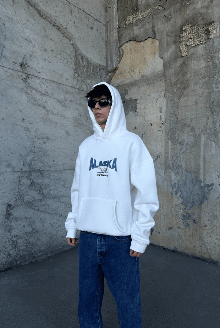 Alaska Nakış Detay Oversize Hoodie