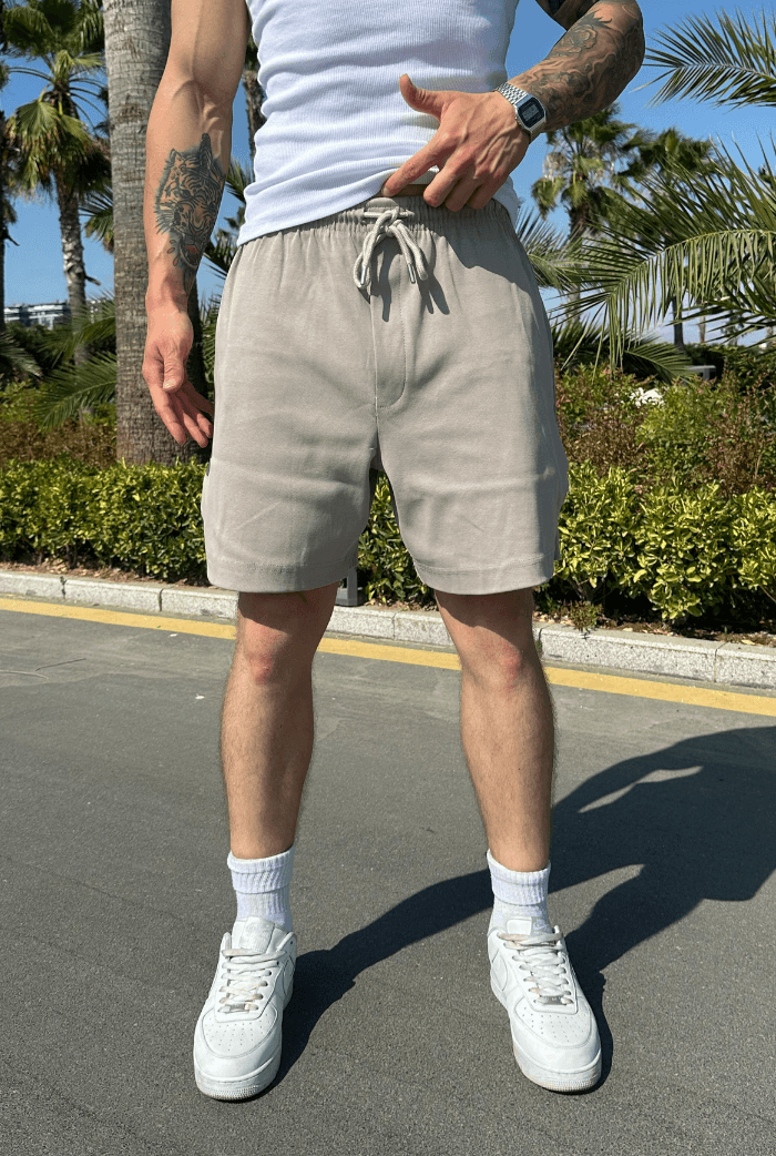 Basic Premium Oversize Şort - Bej