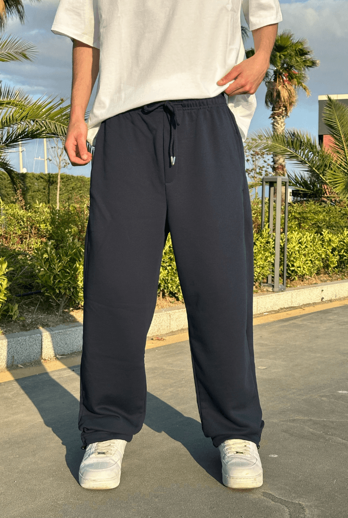 Yazlık-Basic Premium Ayarlanabilir Paça Baggy Eşofman - Mavi