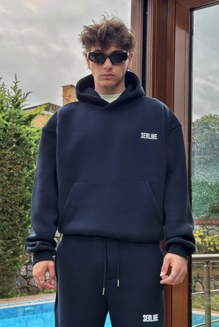 Serline Premium Oversize Hoodie - Lacivert