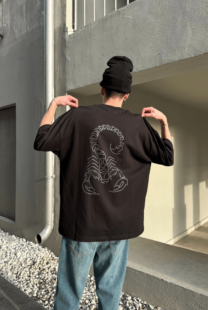 Poison Taş Baskılı Oversize T-shirt