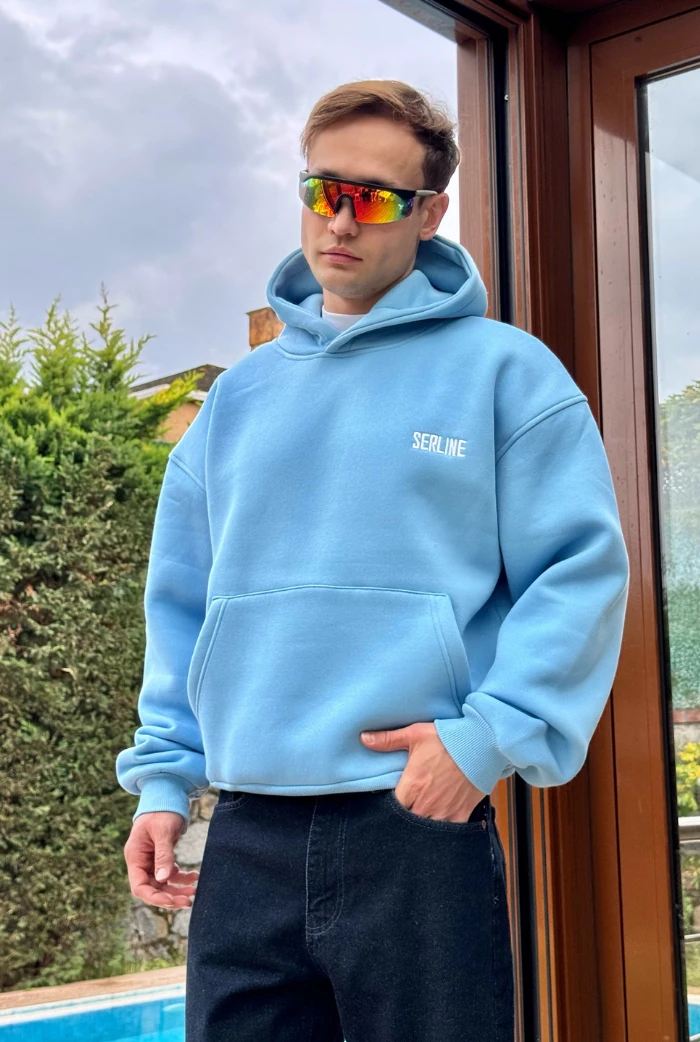 Serline Premium Oversize Hoodie - Bebe Mavisi