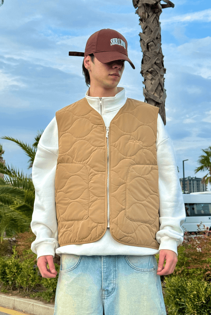 Premium Kapitone Desenli Yelek - Bej
