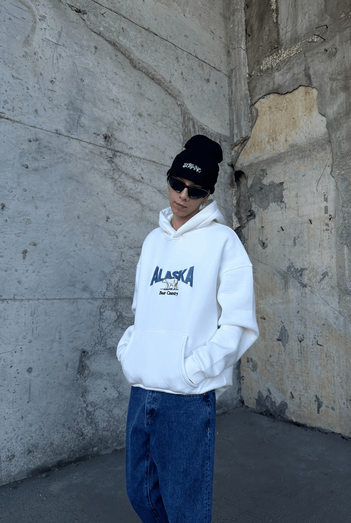 Alaska Nakış Detay Oversize Hoodie