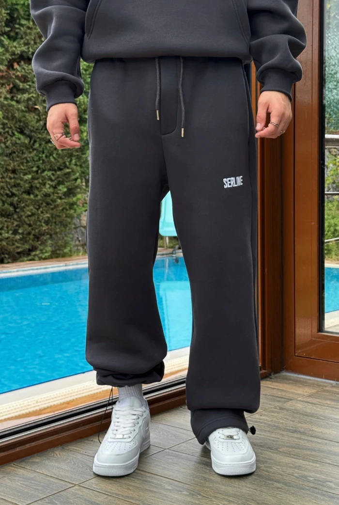 Kışlık-Serline Premium Ayarlanabilir Paça Baggy Eşofman  - Füme