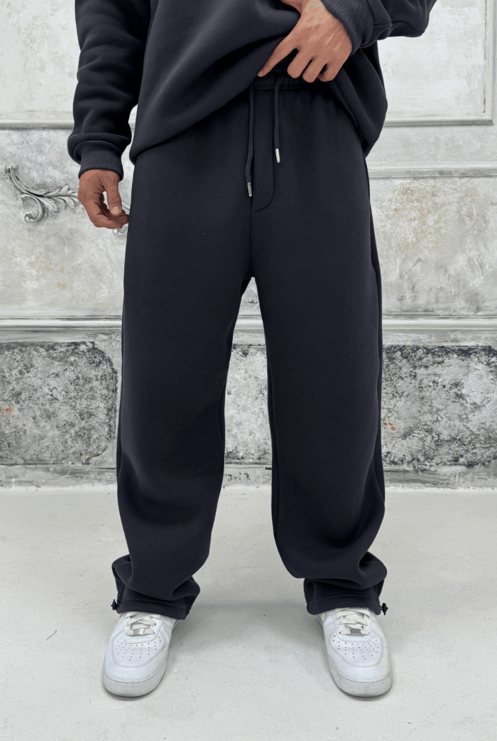 Kışlık-Basic Premium Ayarlanabilir Paça Baggy Eşofman - Füme