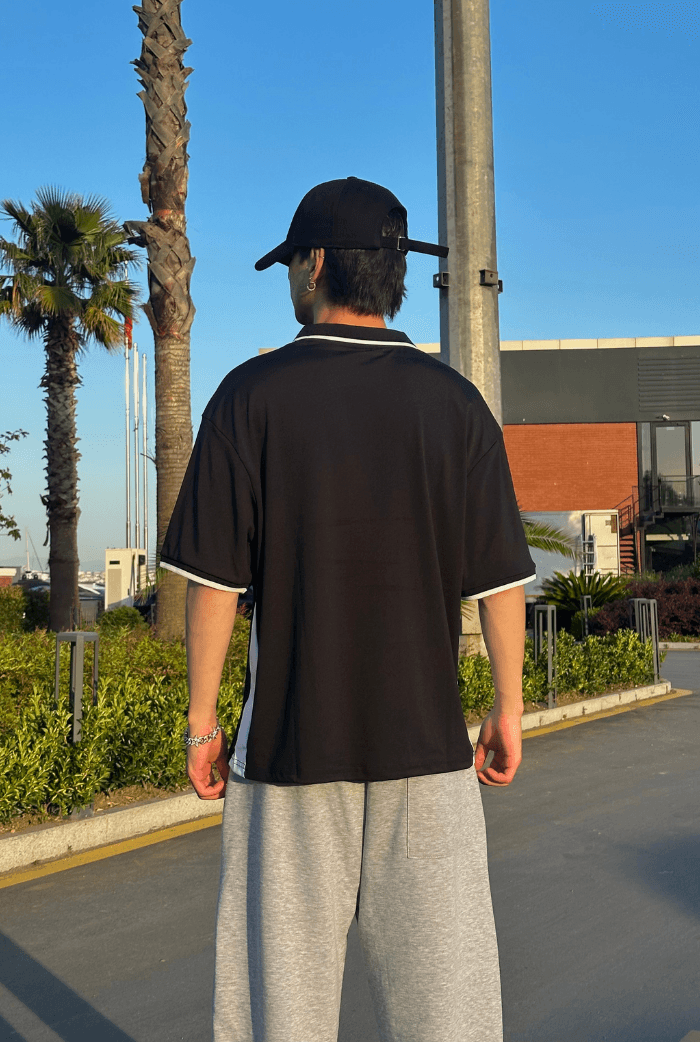 Houston Baskılı Polo Yaka Premium Oversize Jersey