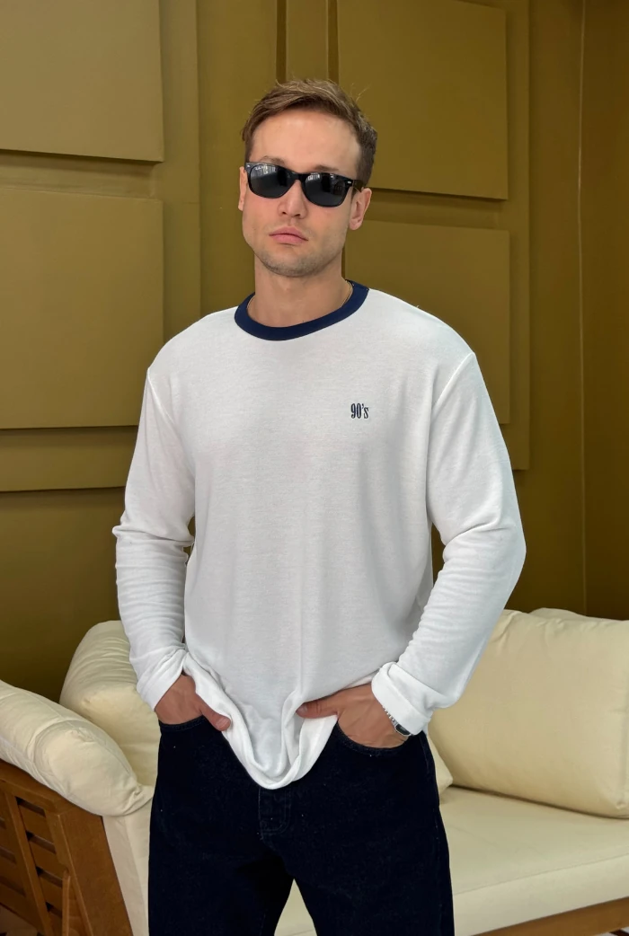 90's Oversize Sweatshirt - Beyaz