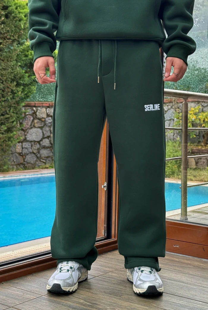 Kışlık-Serline Premium Ayarlanabilir Paça Baggy Eşofman  - Yeşil