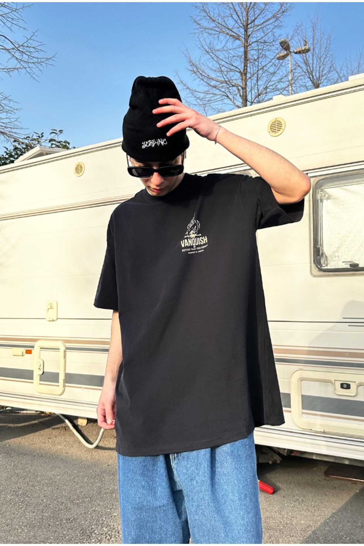 VANQUISH Siyah Oversize T-shirt