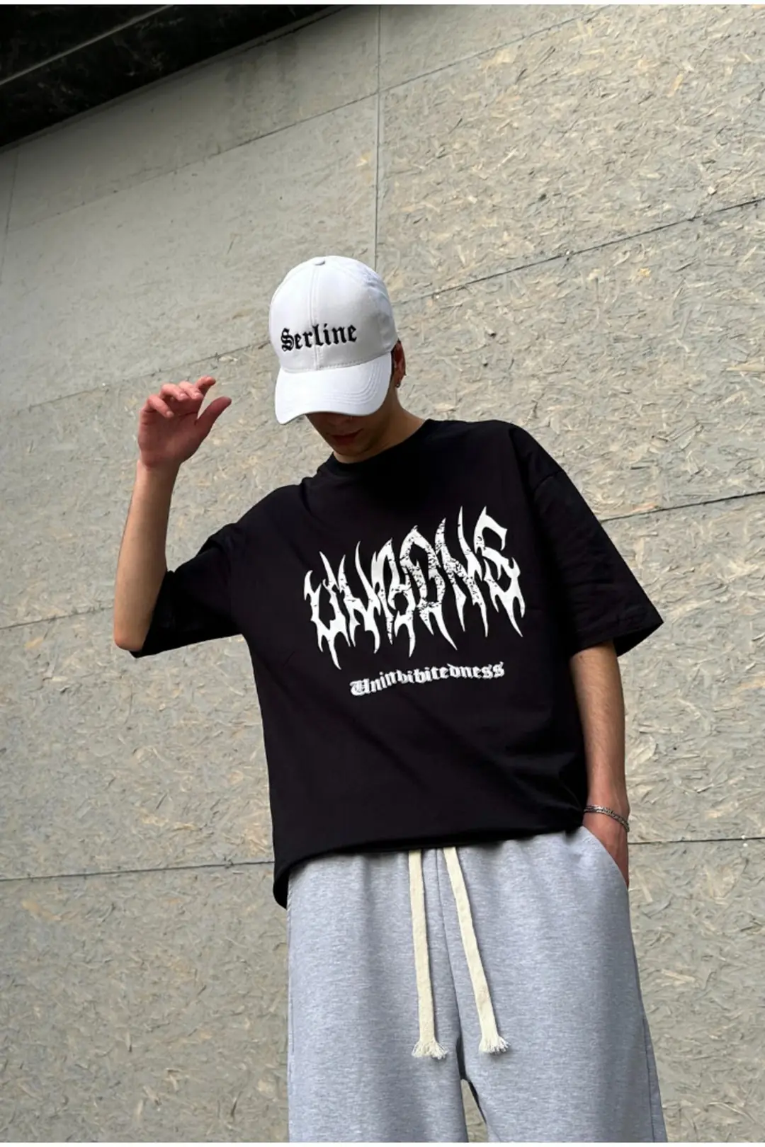Baskılı Siyah Oversize T-shirt