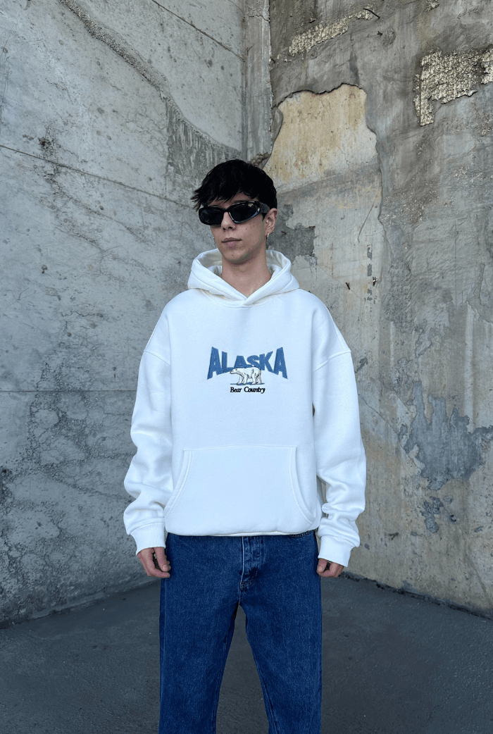 Alaska Nakış Detay Oversize Hoodie