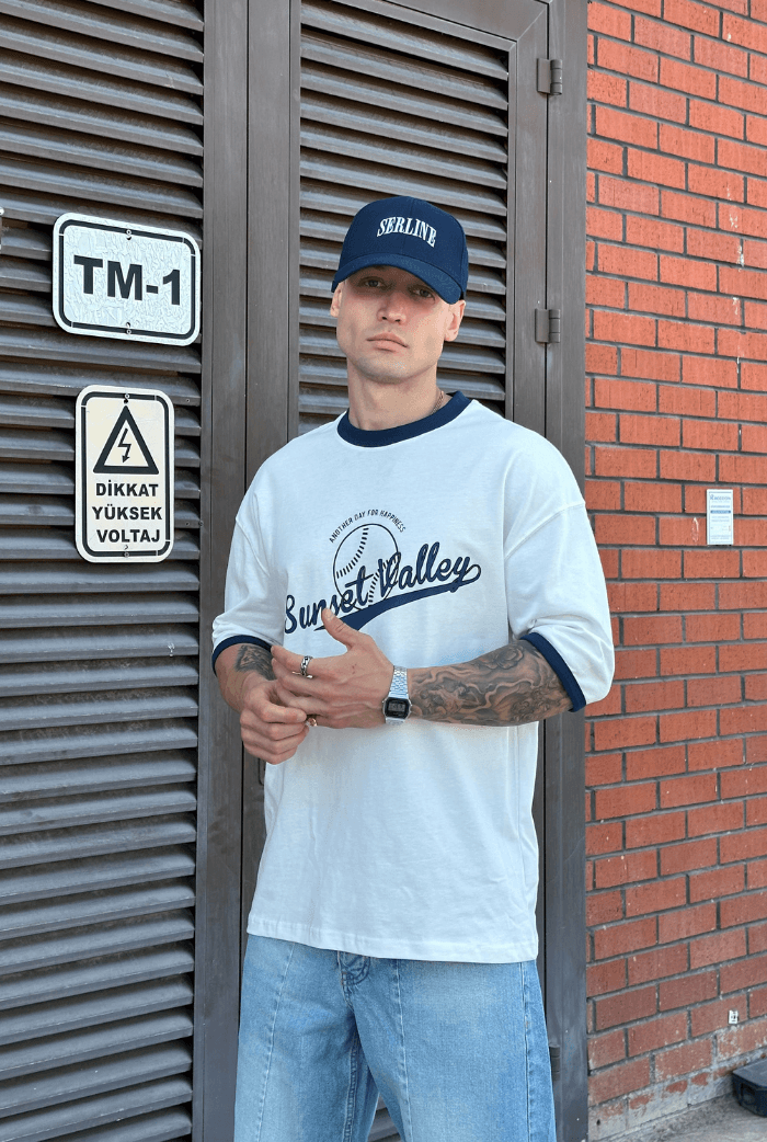Sunset Valley Baskılı Premium Oversize Tişört