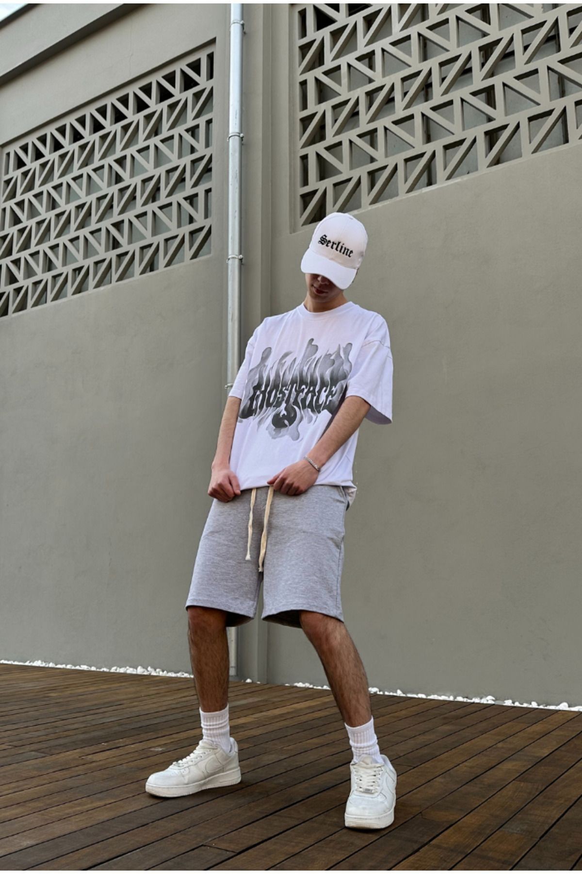 Ghost Face Printed Beyaz Oversize T-shirt