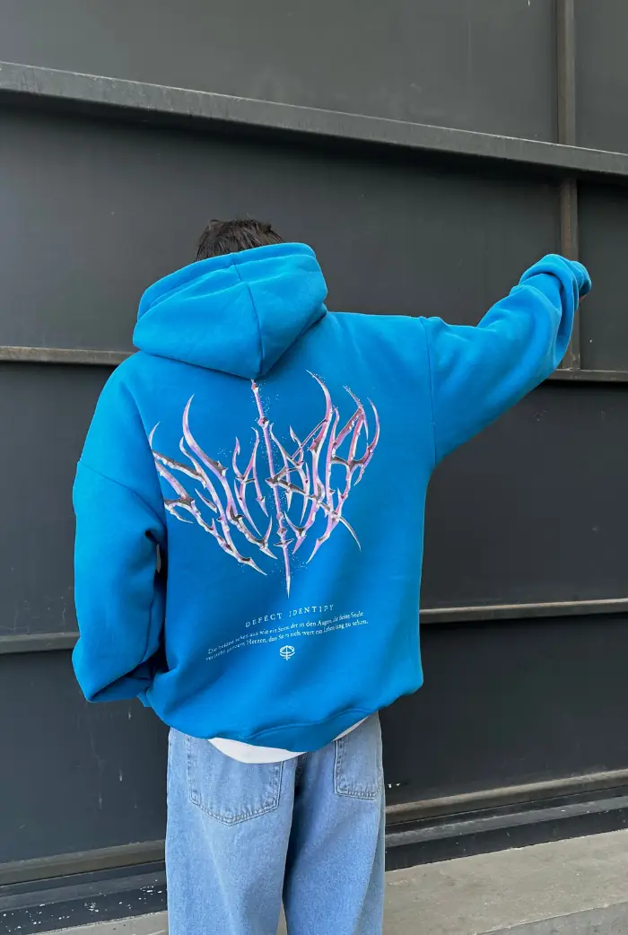 Defect Baskılı Oversize Hoodie