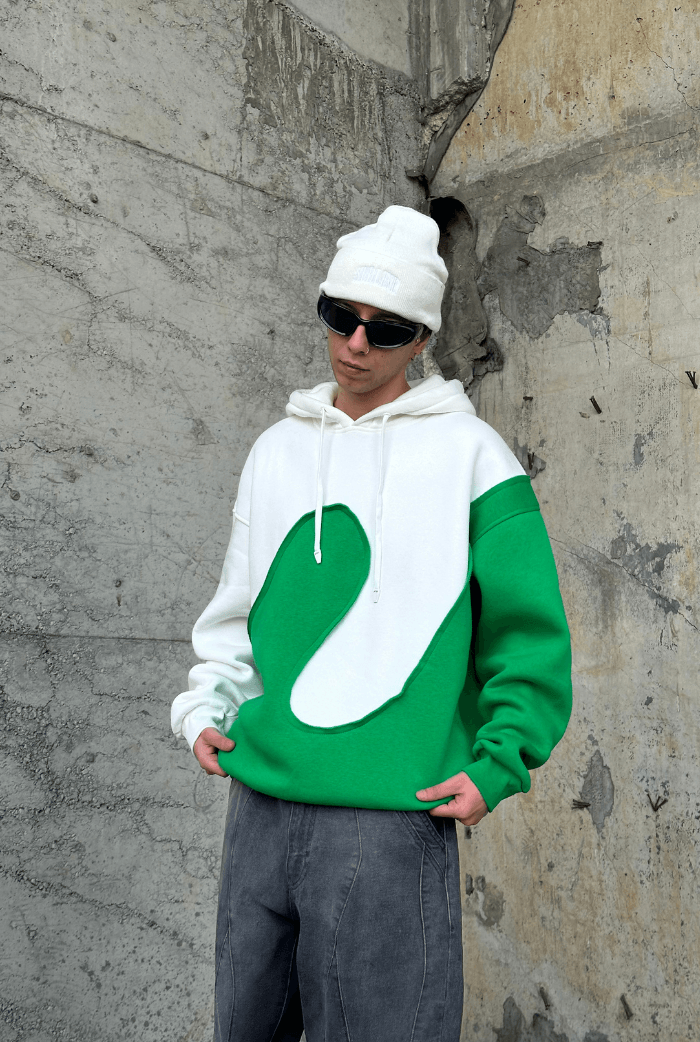 Parçalı Oversize Hoodie