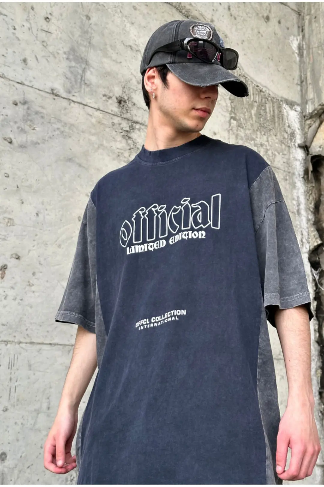 Official Acid Wash Baskılı Oversize T-shirt