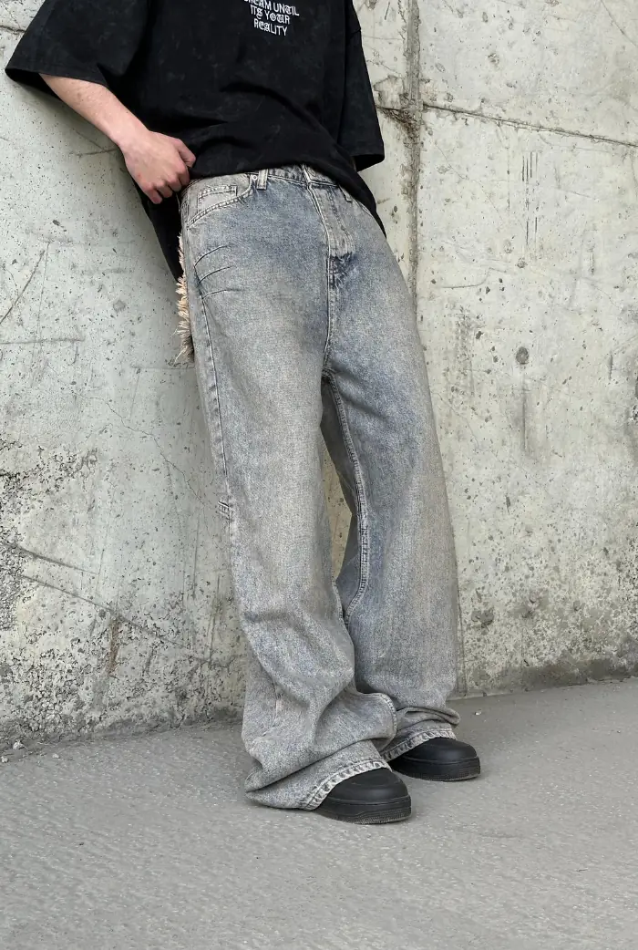 Taşlamalı Püsküllü Cep Extra Baggy Pantolon