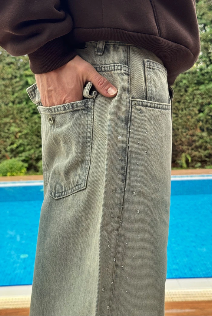 Yanı Taşlı Extra Baggy Pantolon