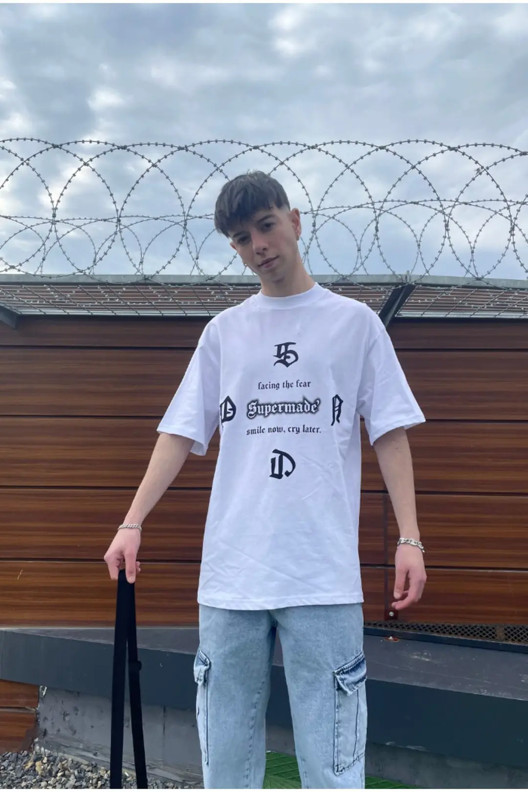 Oversize Beyaz Baskılı T-shirt