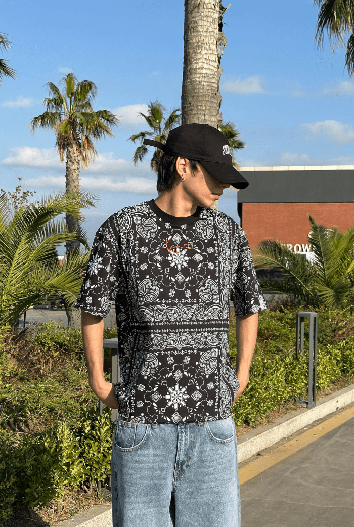 Bandana Baskılı Oversize T-shirt