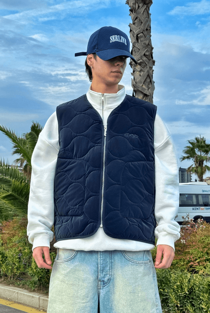Premium Kapitone Desenli Yelek - Lacivert