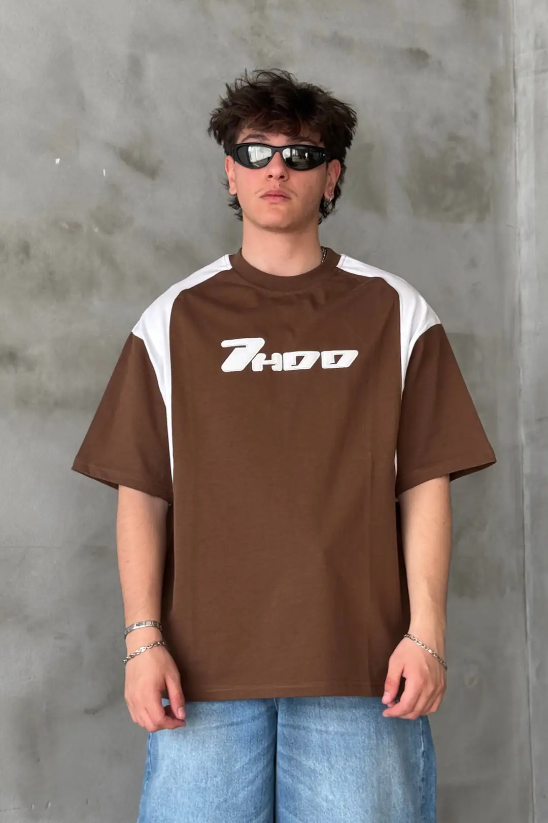 Premium Şerit Detaylı Nakışlı Oversize T-shirt