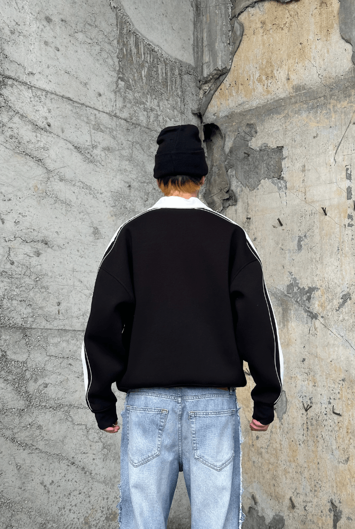 Jolliness  Baskılı Polo Yaka Oversize Sweatshirt