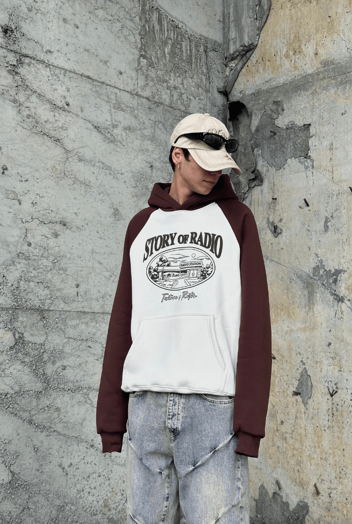 Story Of Radio Oversize Hoodie - Kahverengi