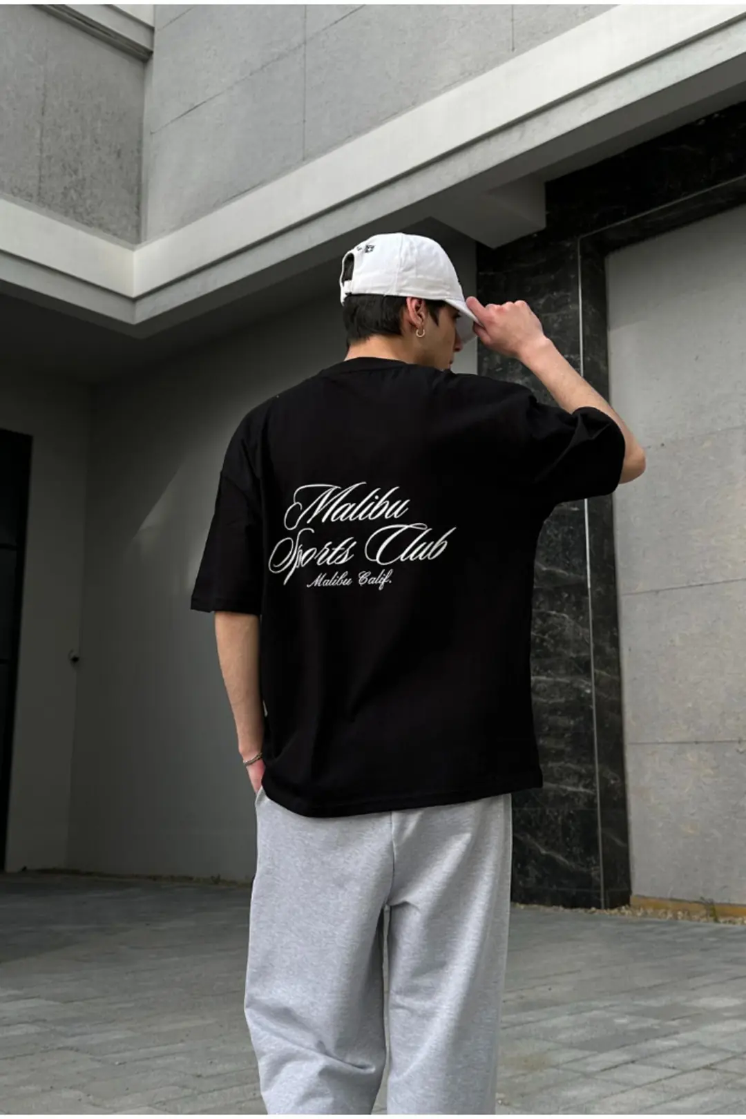 Malibu Printed Siyah Oversize T-shirt