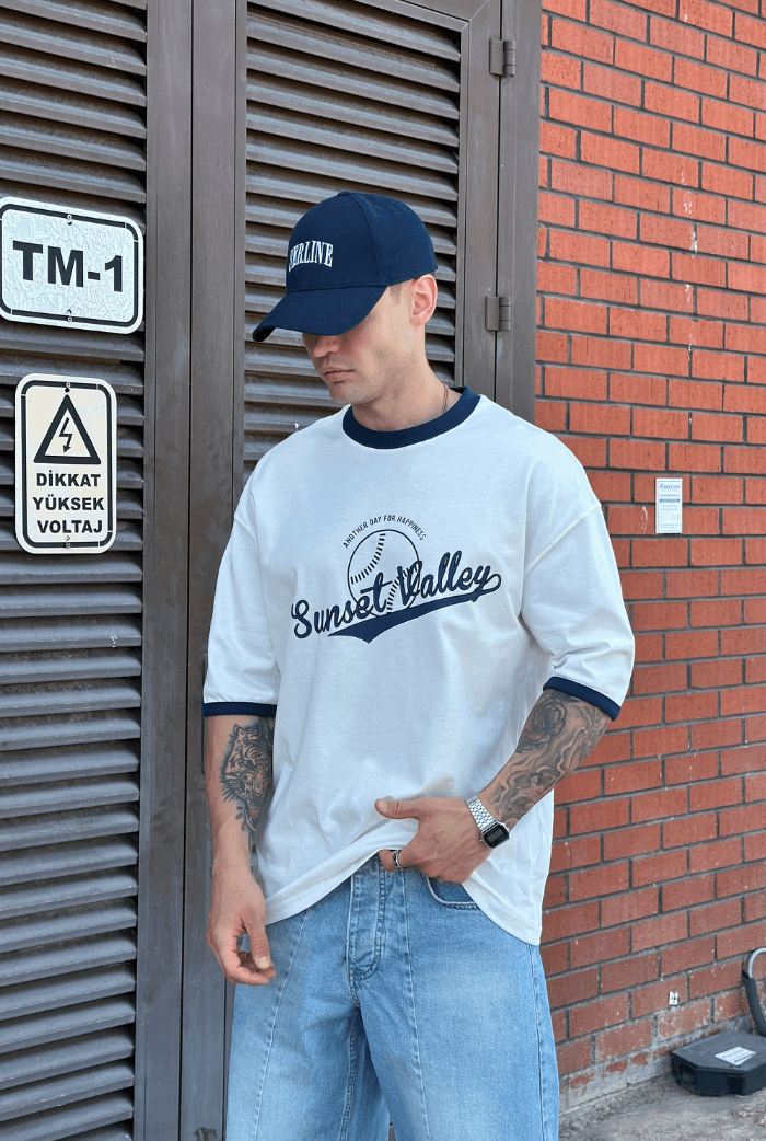 Sunset Valley Baskılı Premium Oversize Tişört