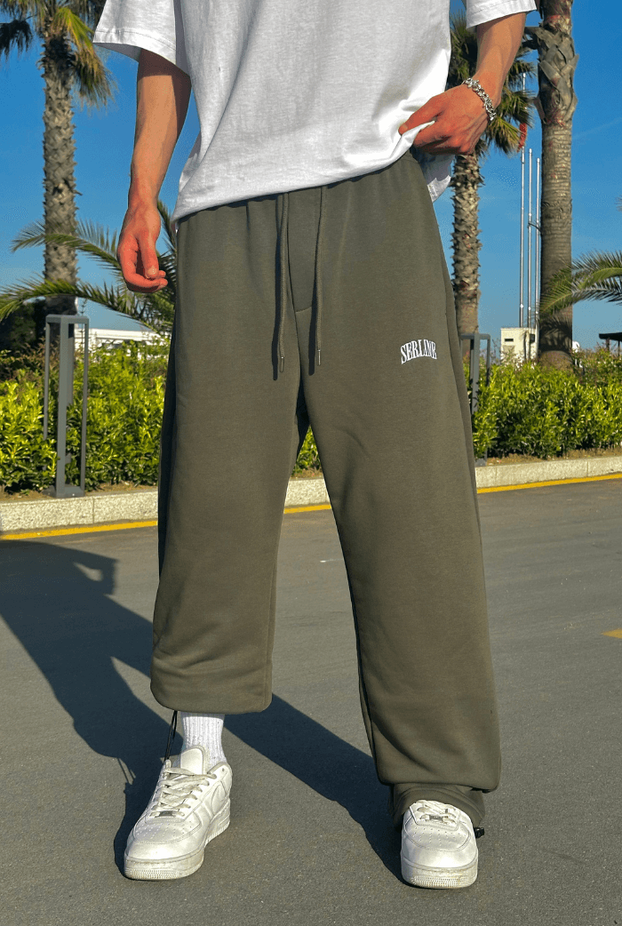 Yazlık-Serline Premium Ayarlanabilir Paça Baggy Eşofman  - Haki