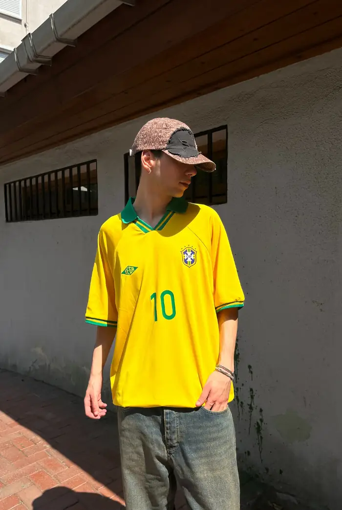 Brazil Country Jersey Polo Yaka Premium T-shirt