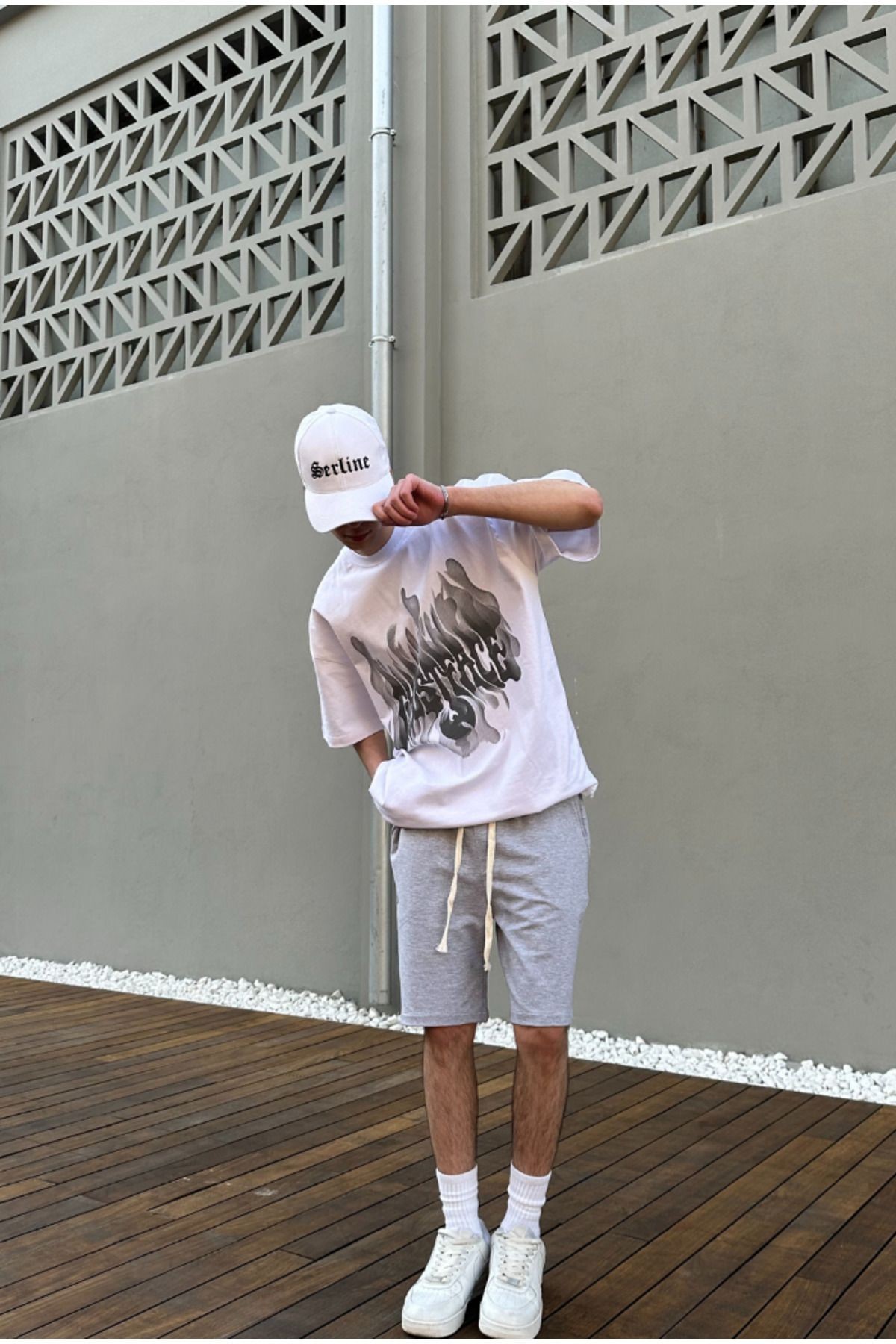 Ghost Face Printed Beyaz Oversize T-shirt