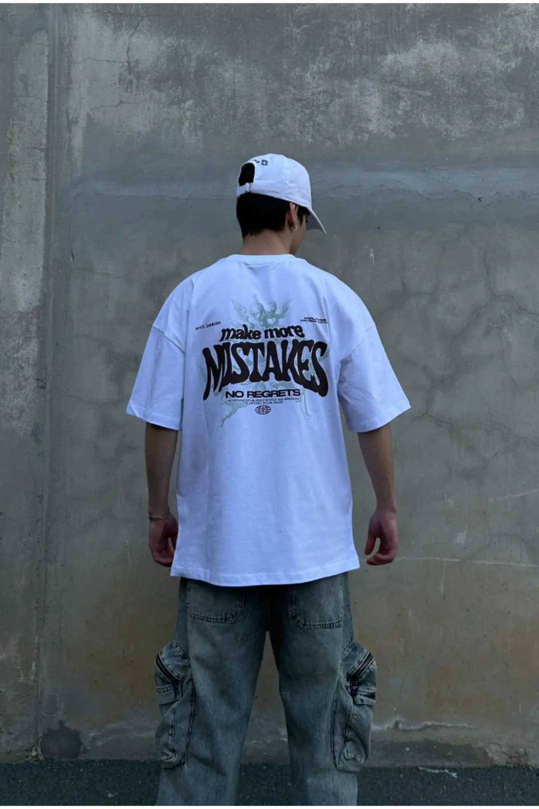 Mistakes Printed Beyaz Oversize T-shirt