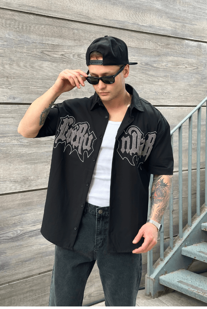 Fuerundar Nakışlı Peluş Detay Premium Oversize Gömlek