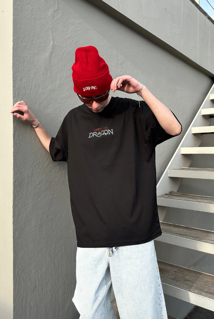 Dragon Taş Baskılı Oversize T-shirt