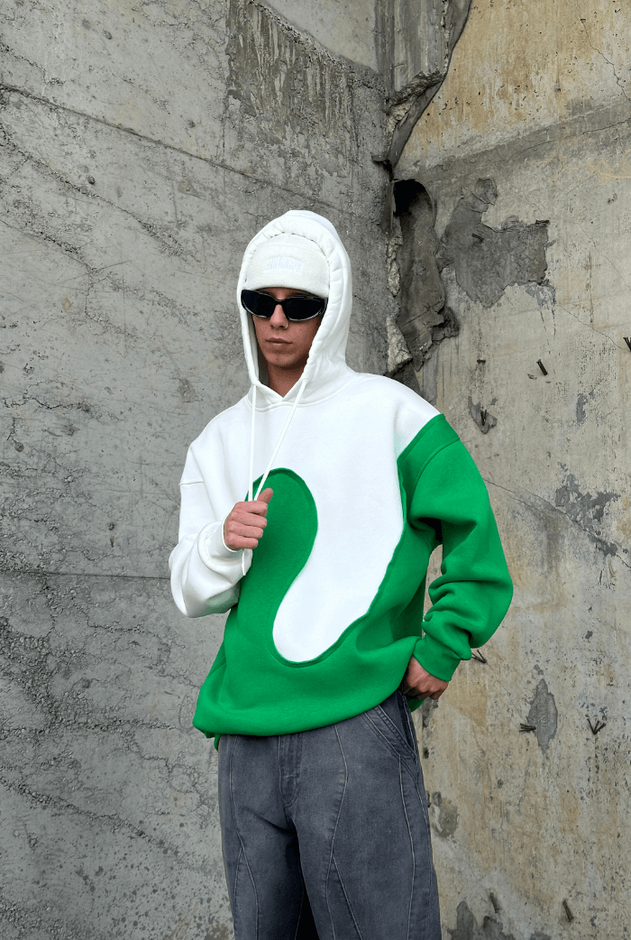 Parçalı Oversize Hoodie