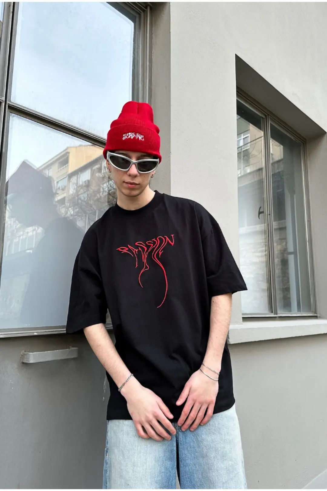 Passion Nakış Baskılı Oversize T-shirt