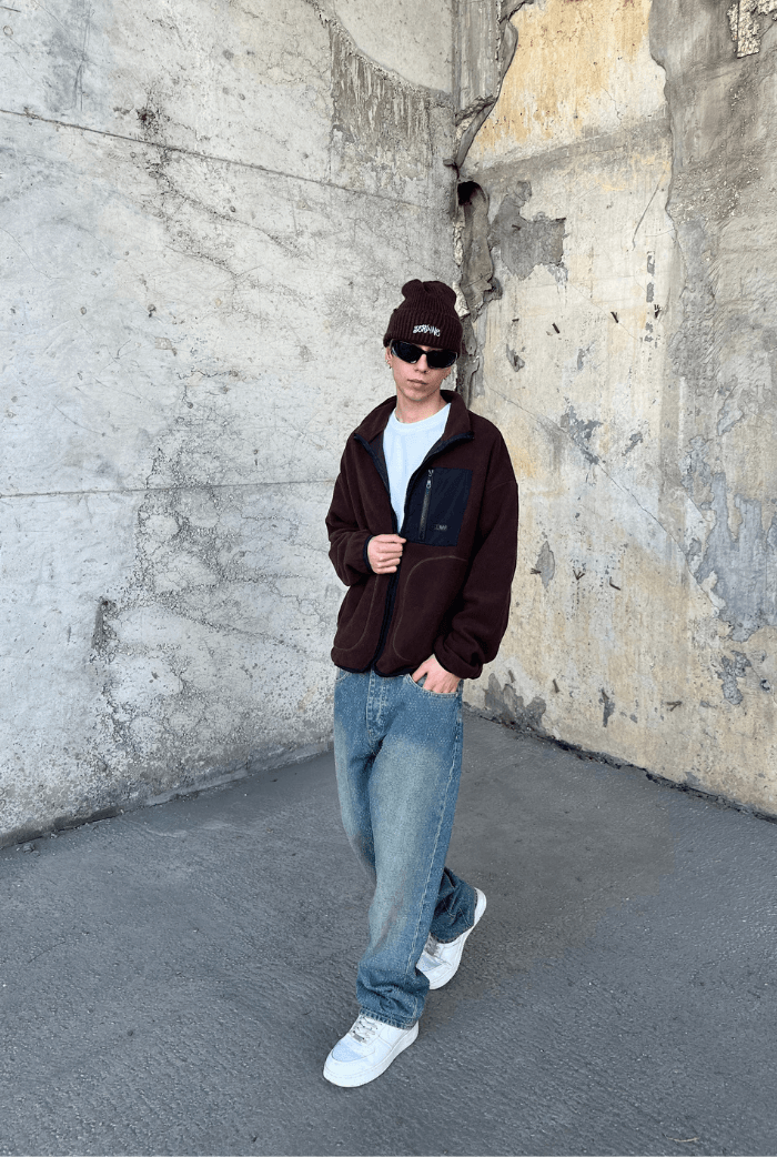 Oversize Polar Zip Ceket