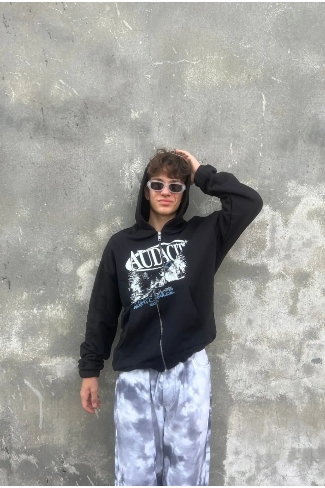 Audacity Printed Oversize Zip Hoodie