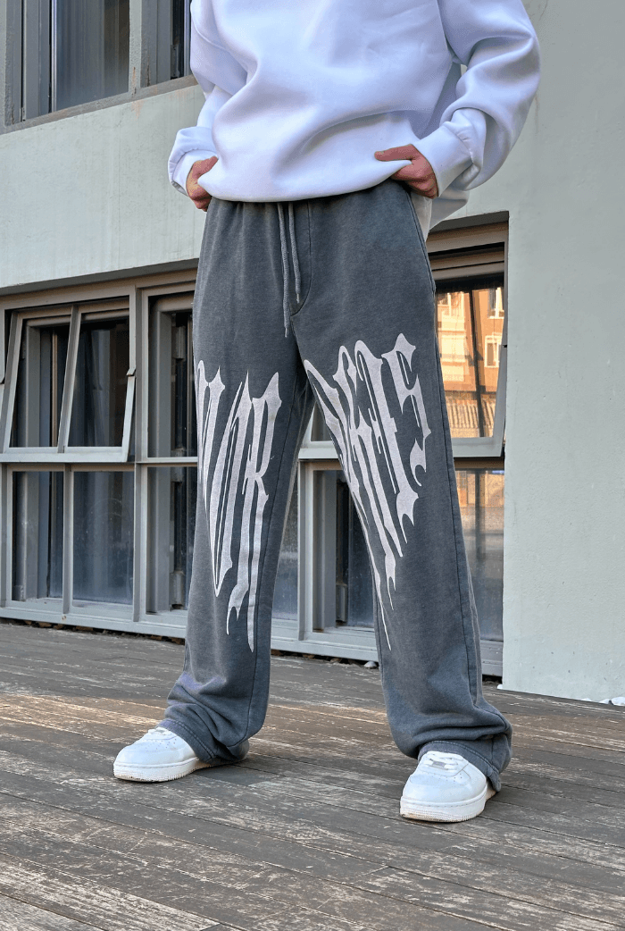 Amorphıs Printed Baggy Street Eşofman - yıkamalı gri